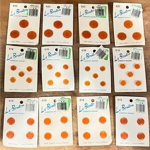 NOS Vintage Le Bouton Orange Button Lot Of 12 On Card Style 618, 619, 620